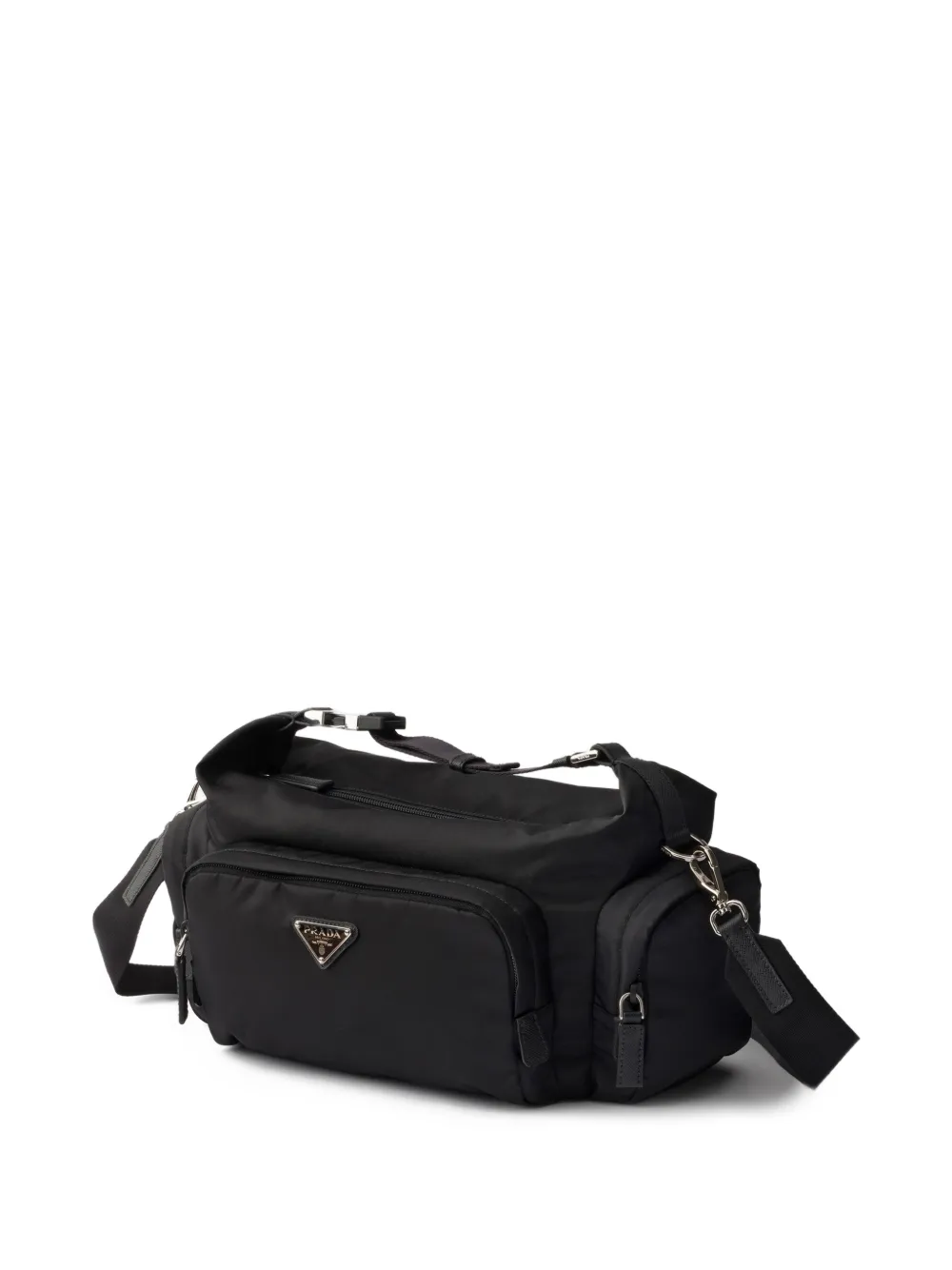 Prada Re-Nylon en Saffiano-leren schoudertas Zwart