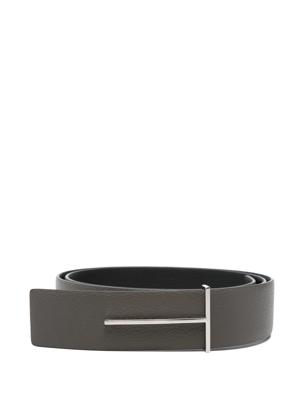 TOM FORD T-logo pebbled leather belt - Grigio