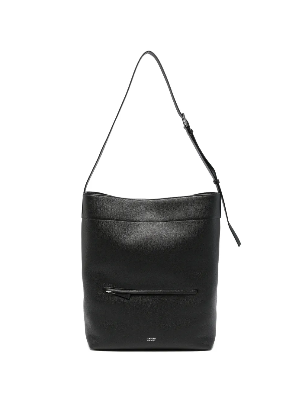 Tom Ford Zip-pocket Leather Shoulder Bag In Black