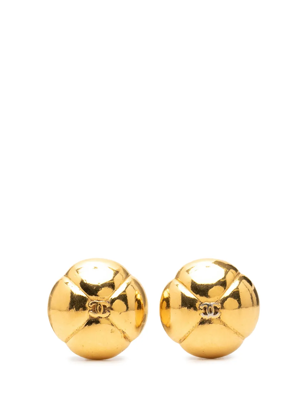 CHANEL Pre-Owned 1970-1980 CC Gold Plated Camelia Dome Clip On Earrings costume earrings - Oro