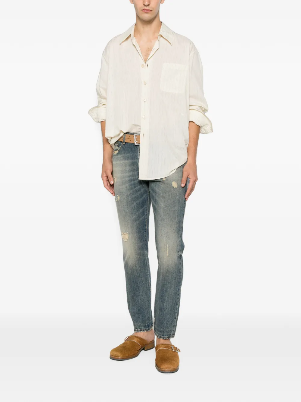  Yes London Distressed Slim Jeans - Azul 