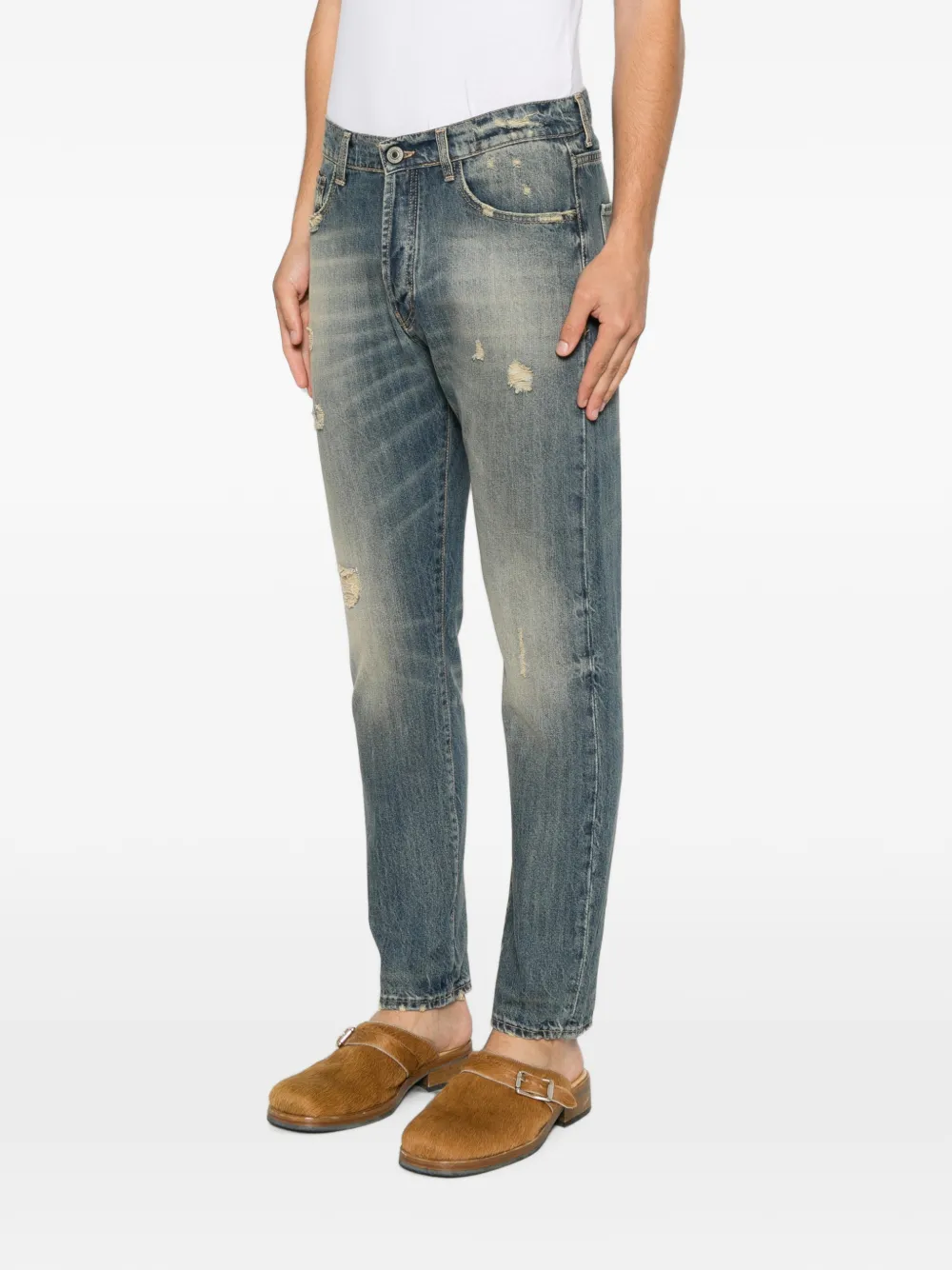  Yes London Distressed Slim Jeans - Azul 
