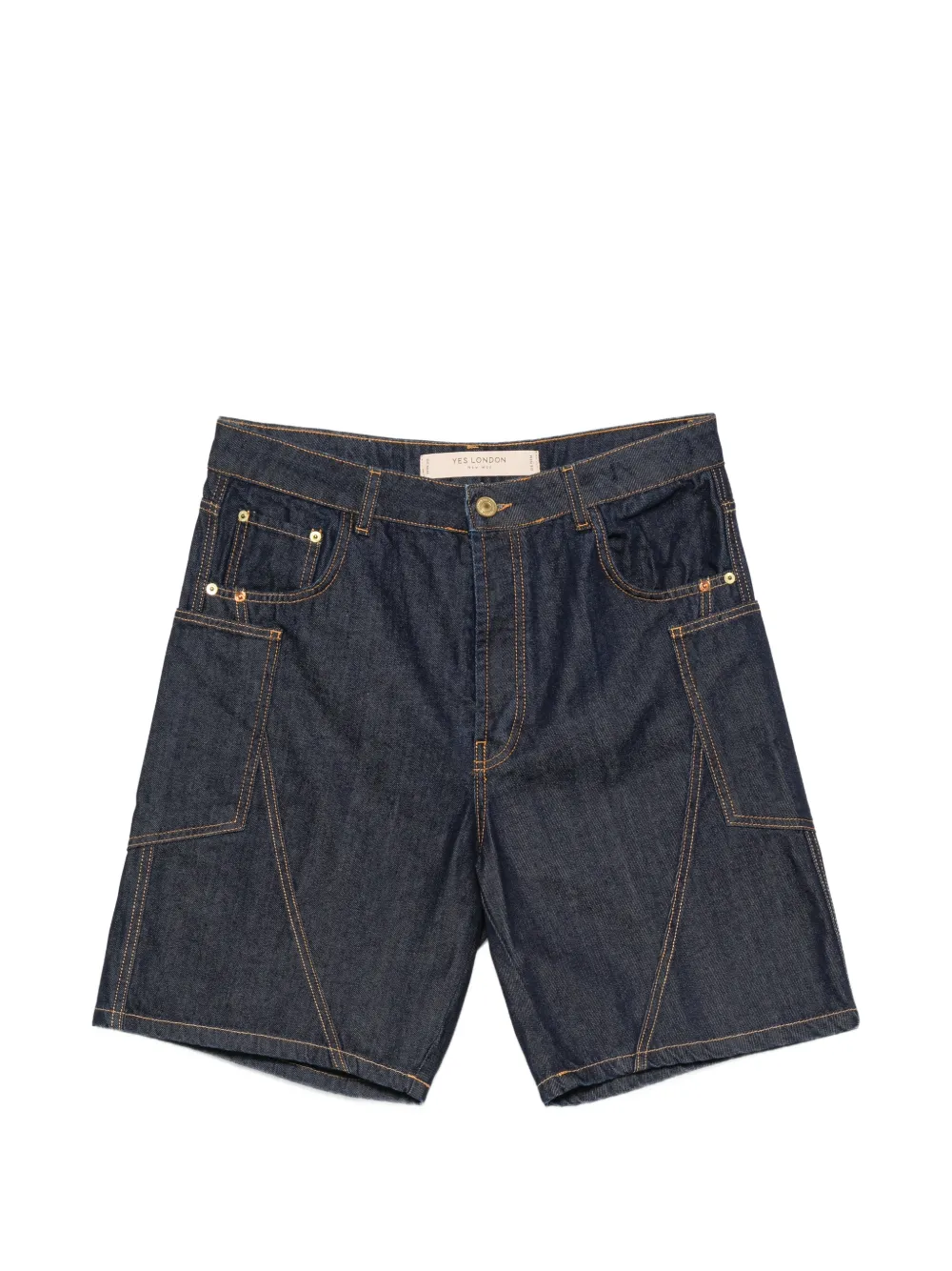 YES LONDON contrast-stitch denim shorts - Blau