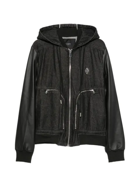 YES LONDON contrast-sleeve hooded denim jacket