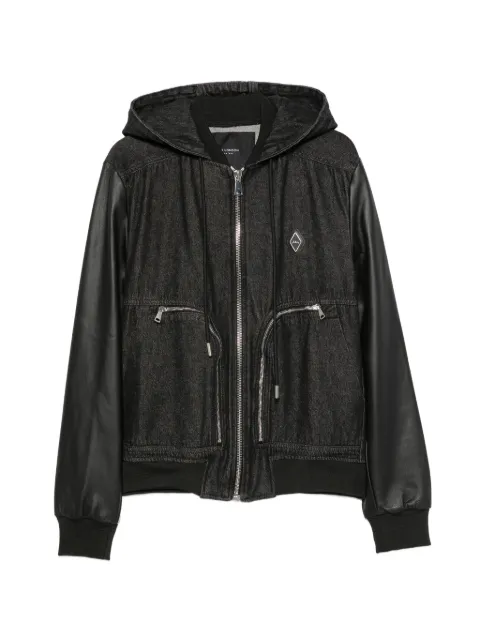 YES LONDON contrast-sleeve hooded denim jacket