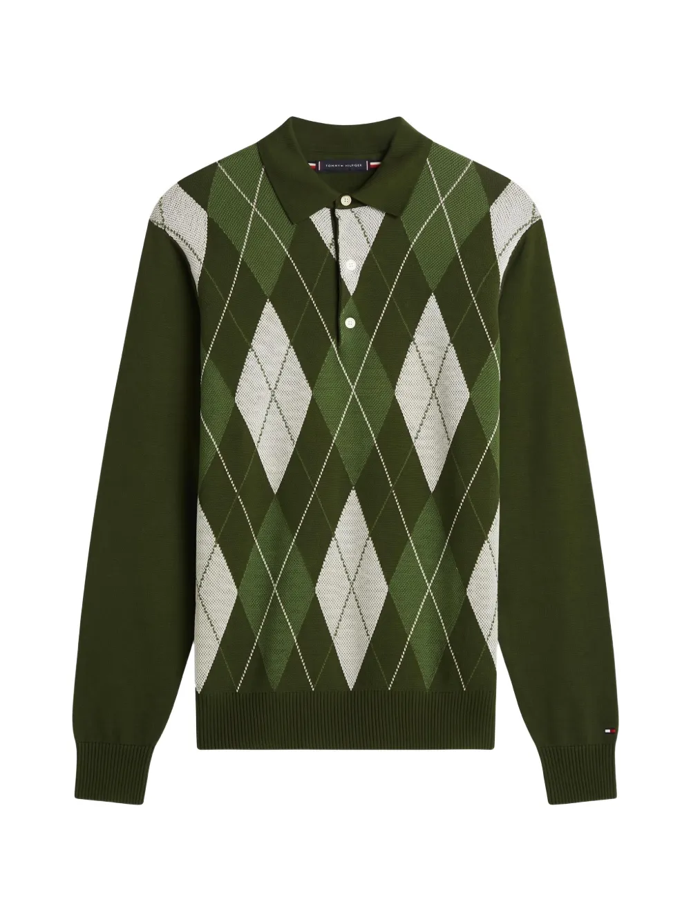 Tommy Hilfiger argyle long-sleeve polo shirt - Grün