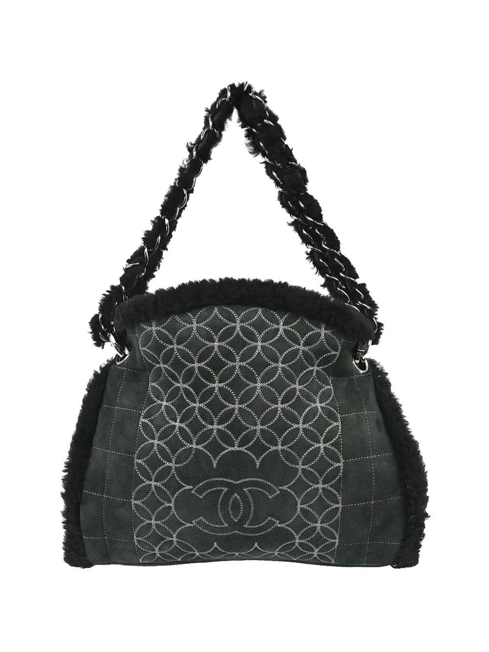 CHANEL Pre-Owned 2005-06 Choco Bar sheepskin tote bag - Nero