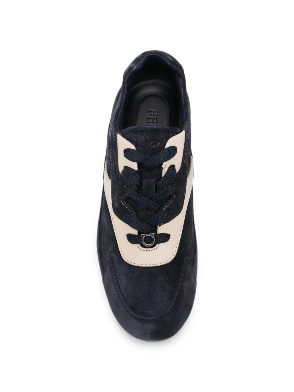 Ferragamo Gancini-plaque panelled sneakers Blauw
