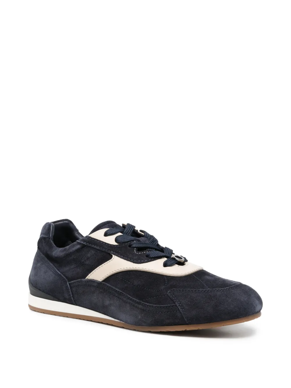 Ferragamo Gancini-plaque panelled sneakers Blauw