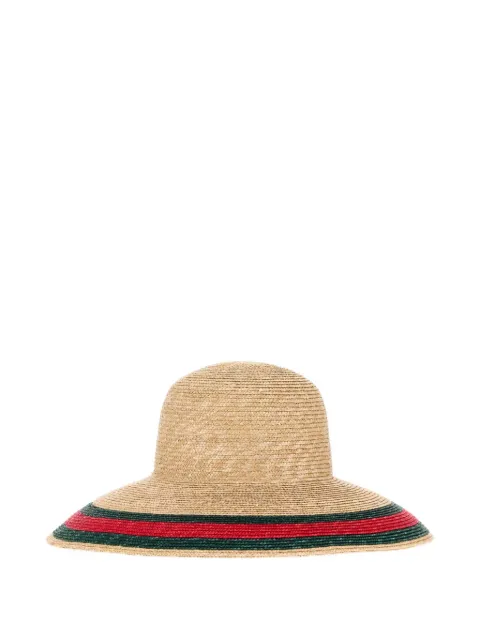Gucci Web-stripe woven straw-effect hat