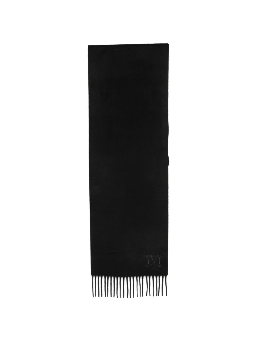 Max Mara Dalia logo-embroidered fringed cashmere scarf - Black