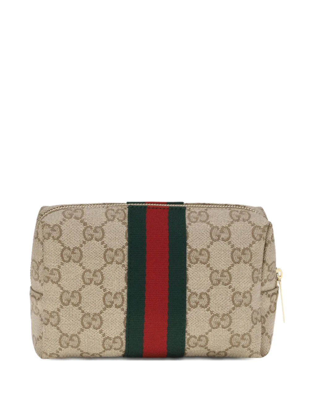 Gucci GG Supreme Web-stripe cosmetic case - Brown