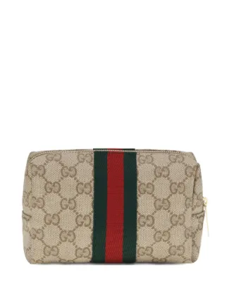 Gucci GG Supreme Web-stripe Cosmetic Case | Brown | FARFETCH