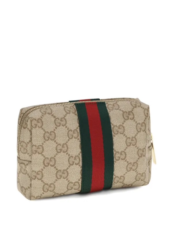 Gucci GG Supreme Web-stripe Cosmetic Case | Brown | FARFETCH