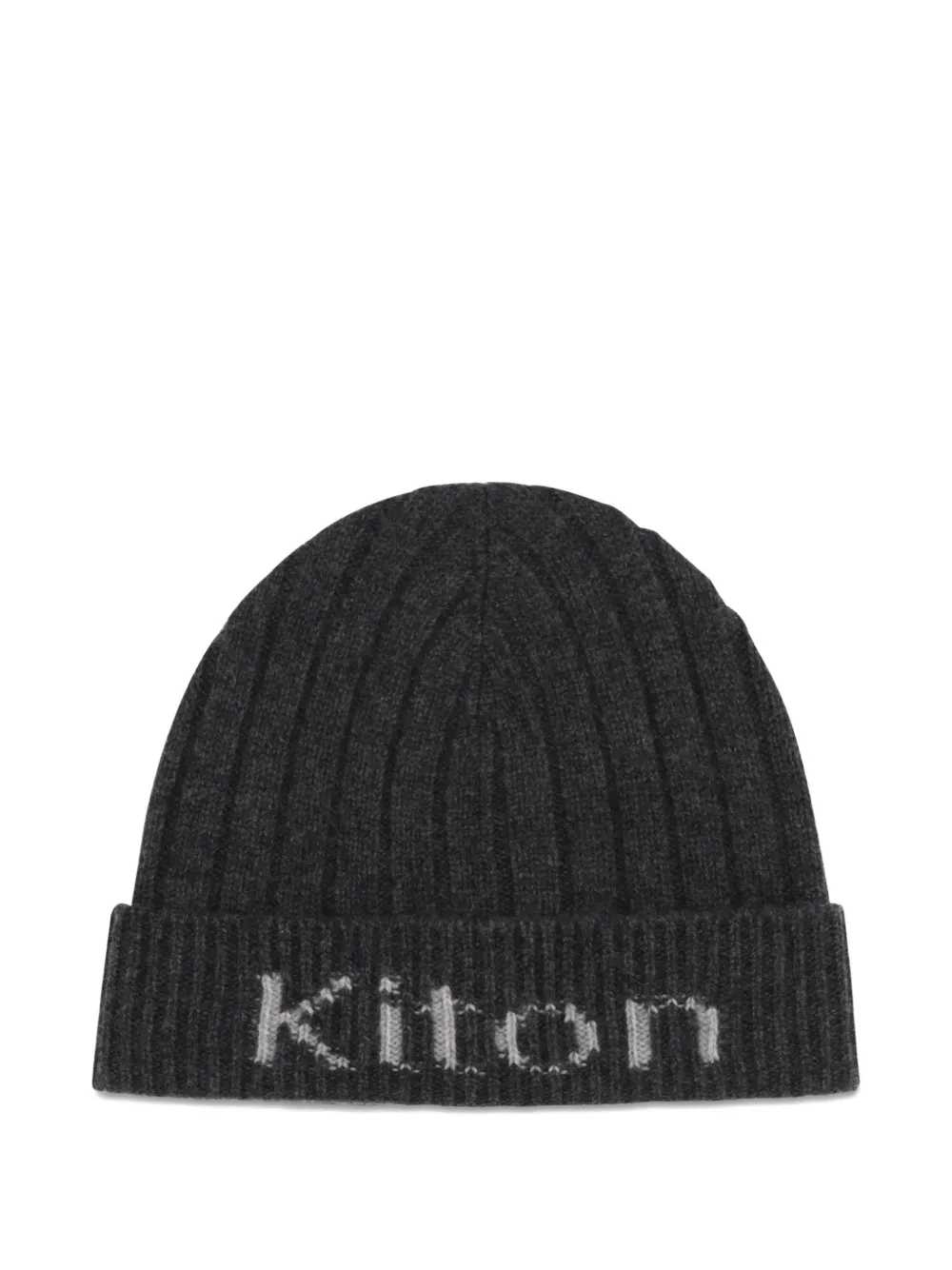 Kiton ribbed-knit logo-intarsia hat - Grigio