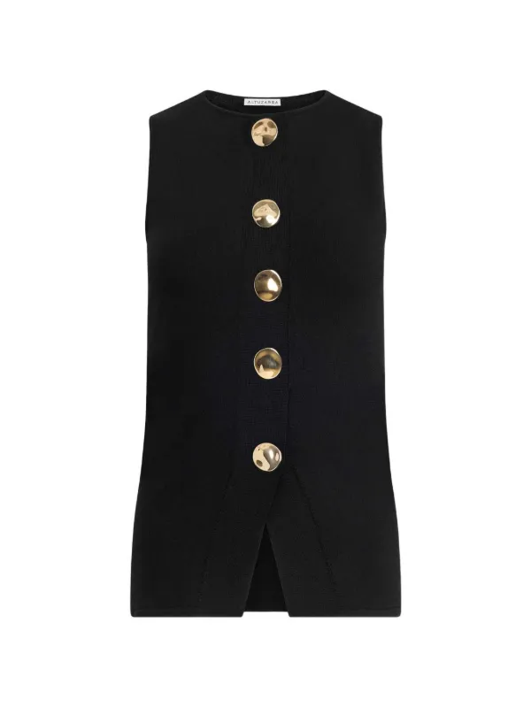 Altuzarra Happer Button-up Sleeveless Top in Black