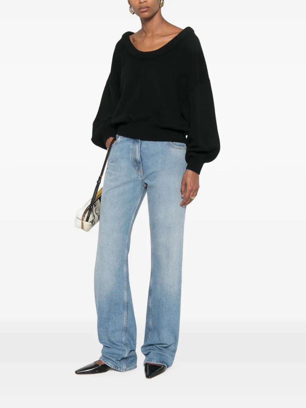 Lisa Yang Doria off-shoulder trui met geribbelde afwerking Zwart