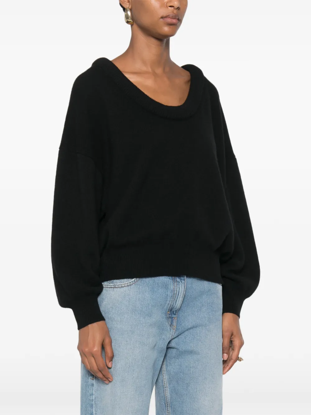 Lisa Yang Doria off-shoulder trui met geribbelde afwerking Zwart