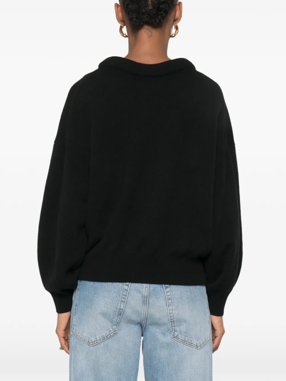 Lisa Yang Doria off-shoulder trui met geribbelde afwerking Zwart