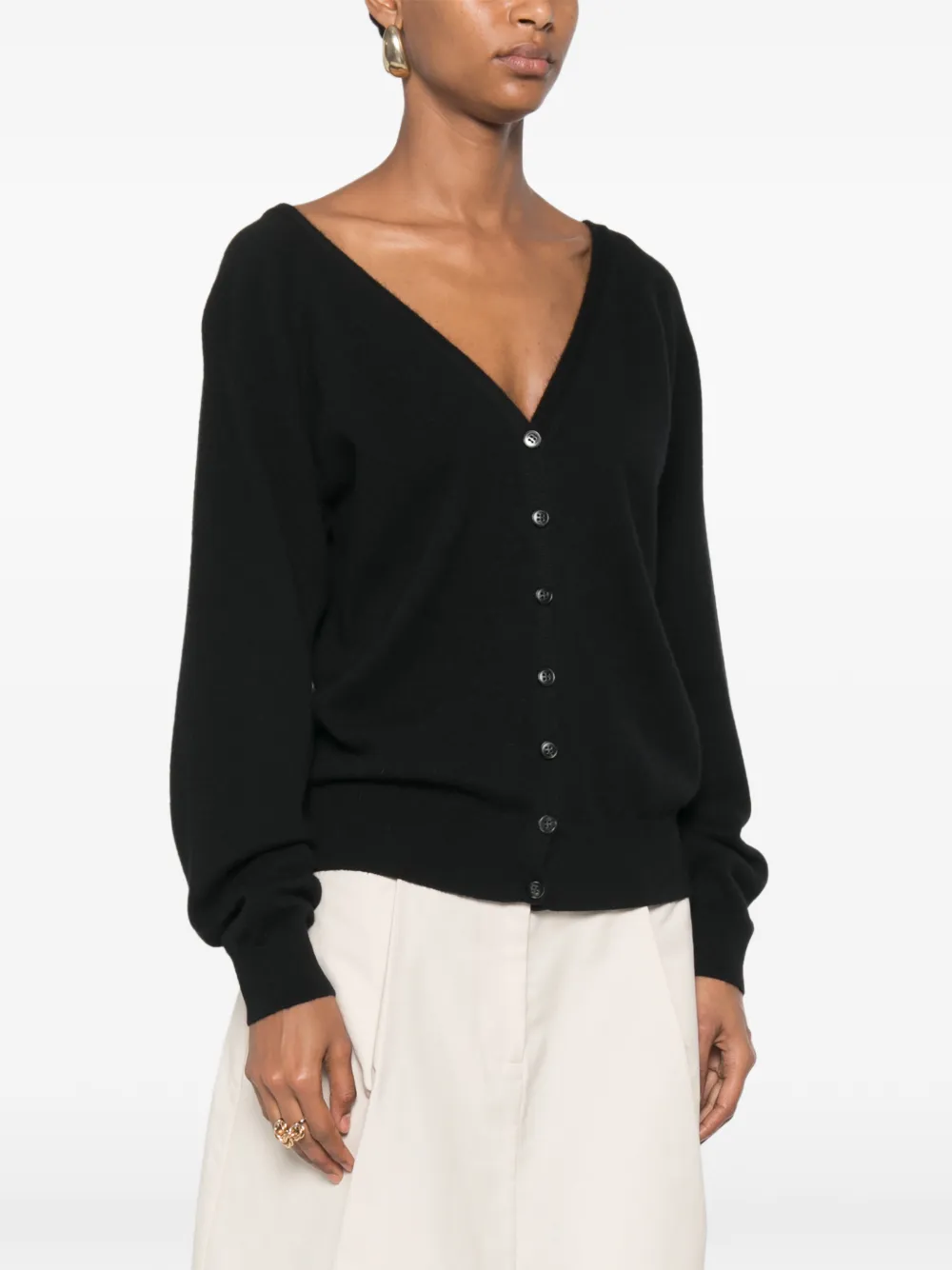 Lisa Yang Jiani button-down vest met V-hals Zwart