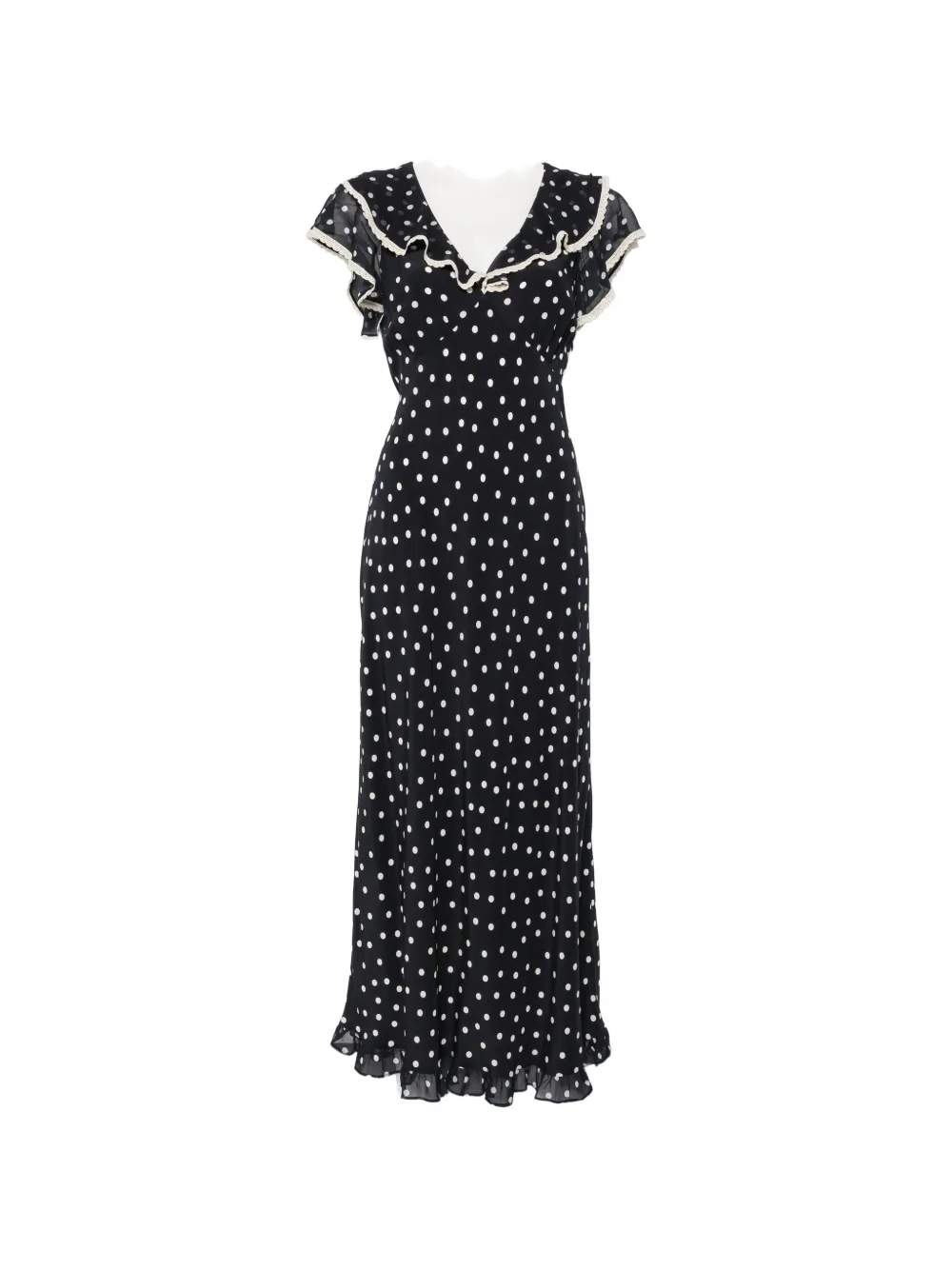 Rixo Beyhea polka-dot ruffled maxi dress - Blu