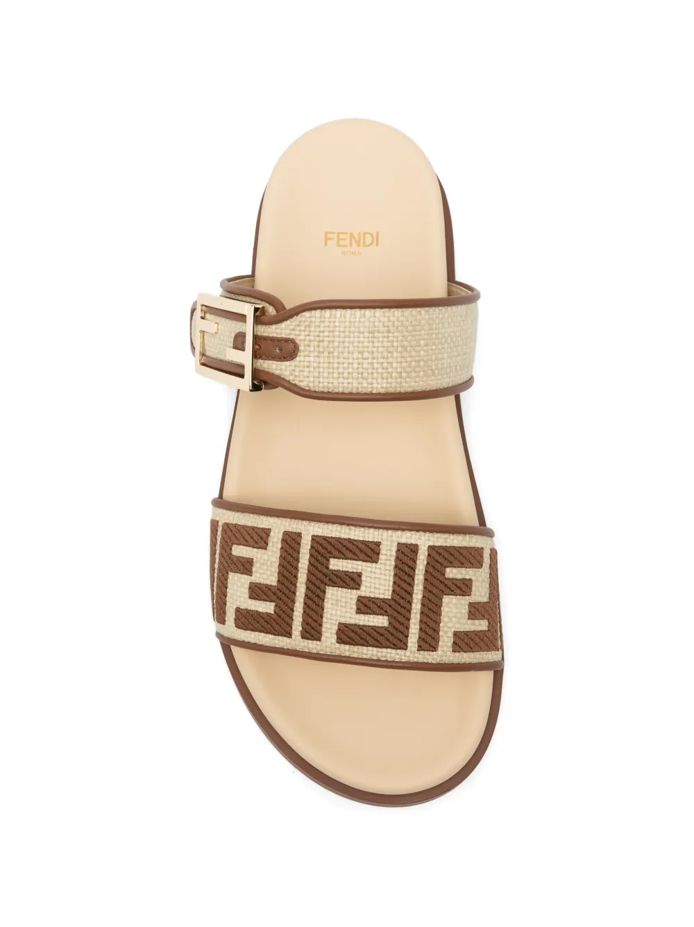 FENDI FF logo buckle sandals Beige