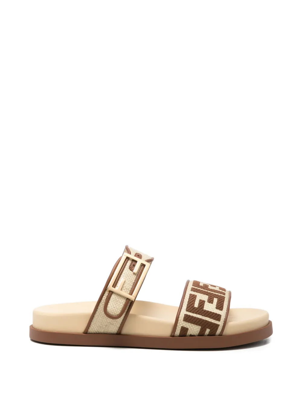 FENDI FF logo buckle sandals - Neutrals