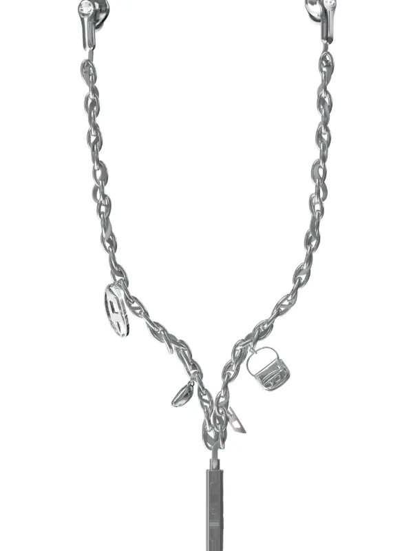 Diesel charm-detail chain-link Wired Earbuds | Silver | FARFETCH