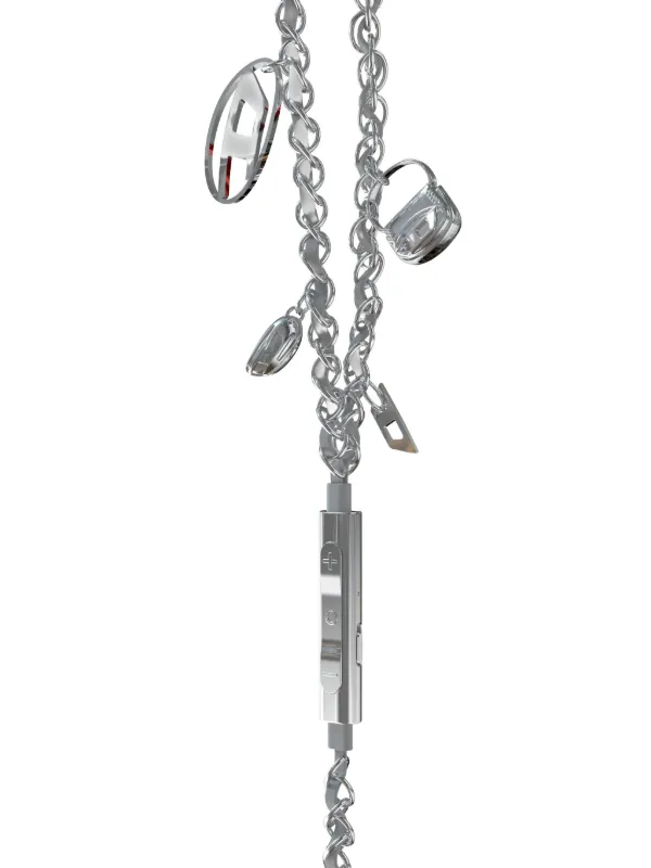 DIESEL Wired Earbuds チェーンデザイン Diesel charm-detail chain-link Wired Earbuds | Silver | FARFETCH