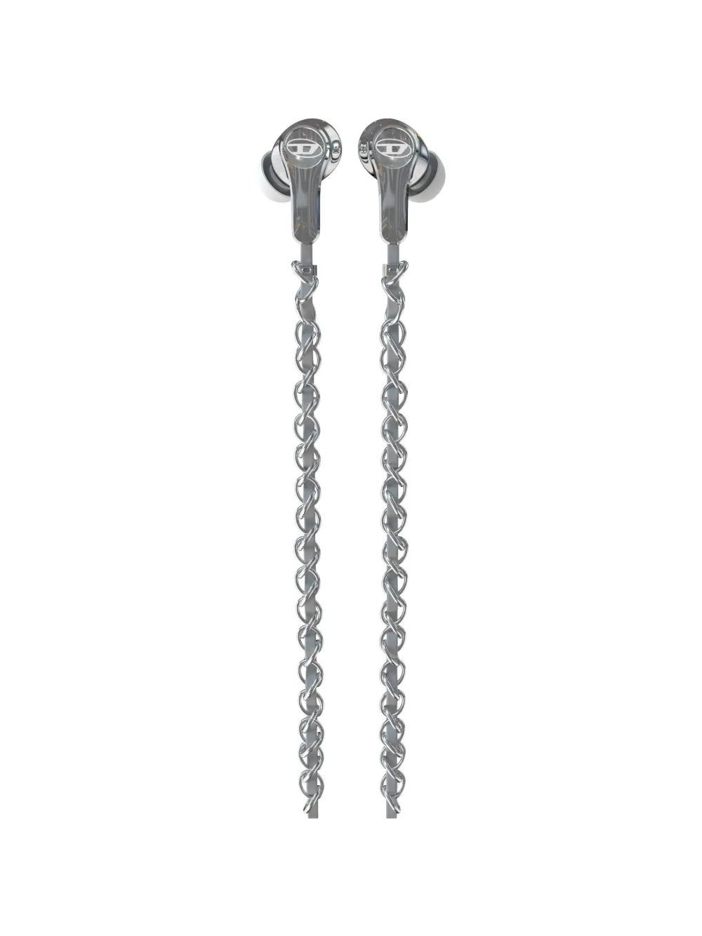 Diesel charm-detail chain-link wired earbuds - Argento