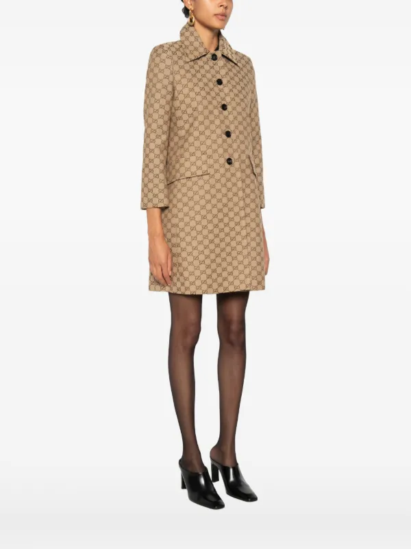 Gucci GG Cotton Canvas Coat | Neutrals | FARFETCH