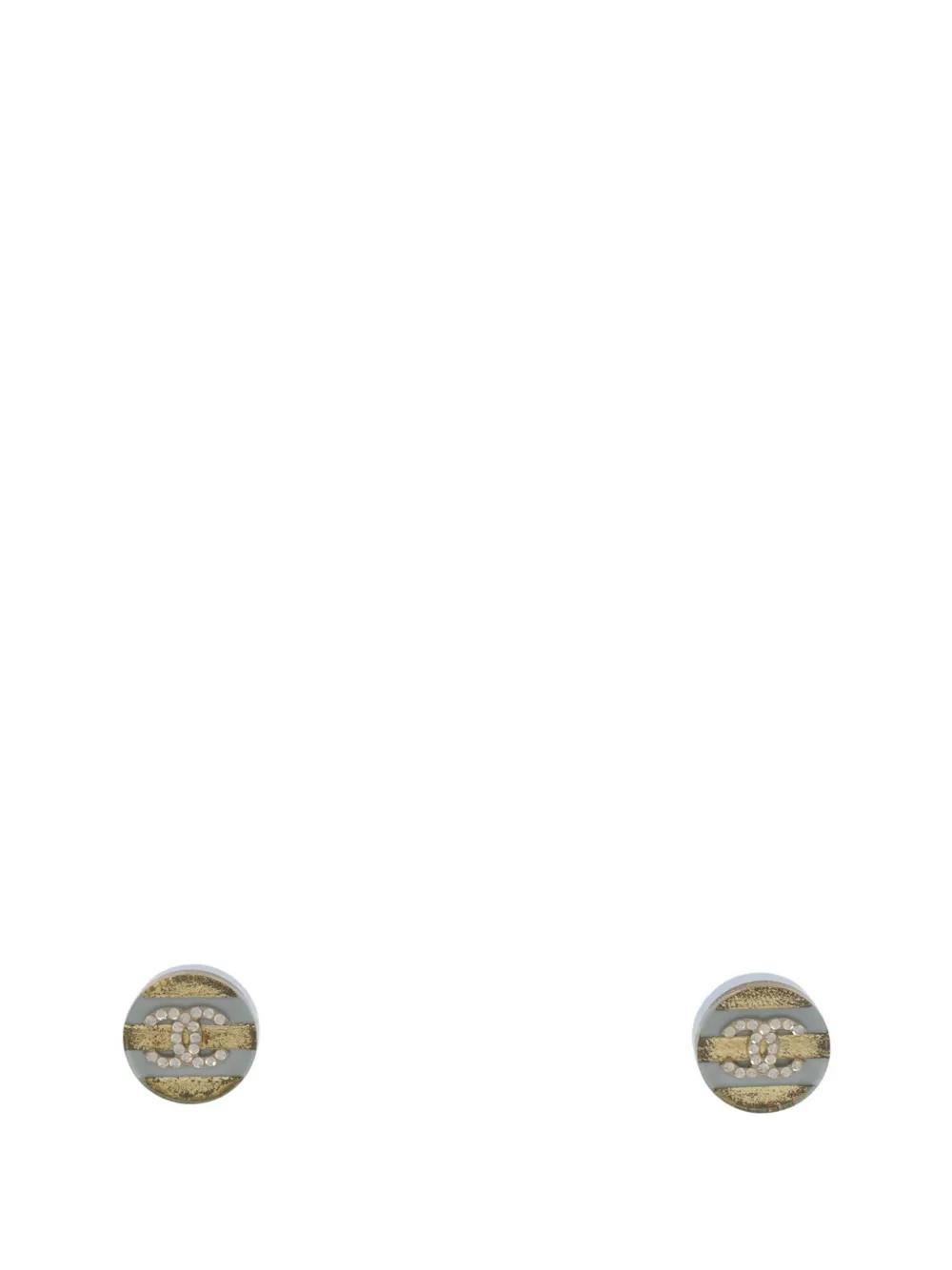 CHANEL Pre-Owned 2013 CC Gold Plated Resin and Strass Striped Push Back Earrings costume earrings - Oro