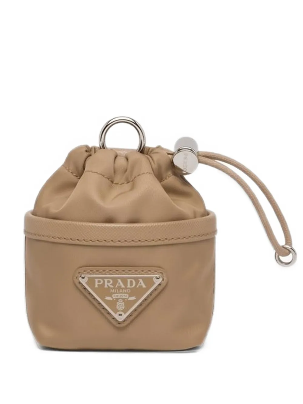 Prada Re-Nylon mini pouch keychain charm Bruin