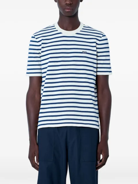 Prada striped logo-motif T-shirt