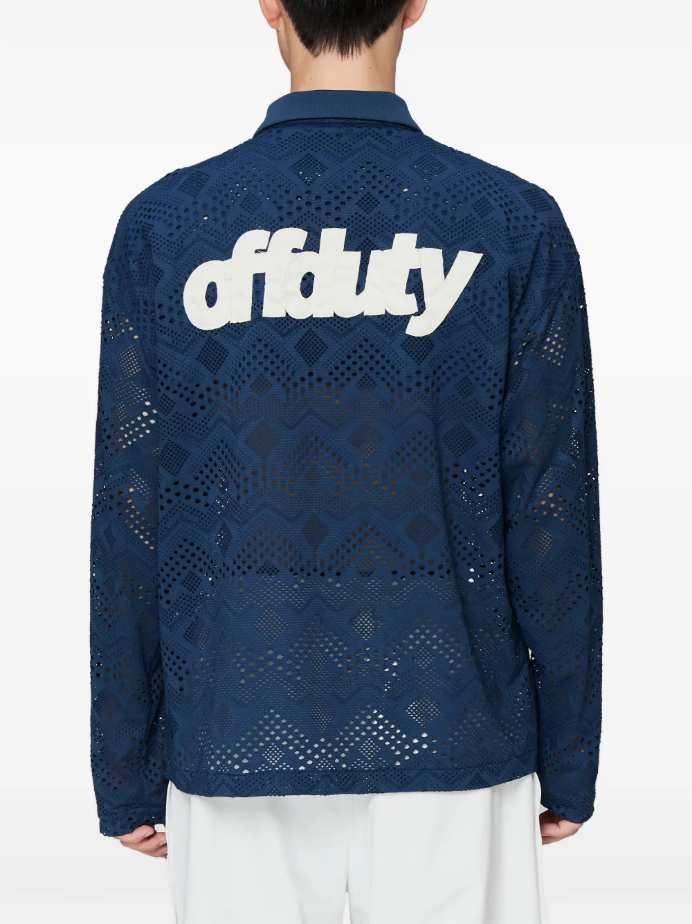 Off Duty Nauru overhemd met geometrische perforatie en logopatch Blauw
