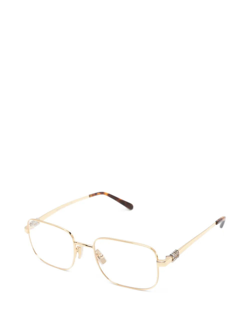 Miu Eyewear Bril met rechthoekig montuur en logo-plakkaat Goud