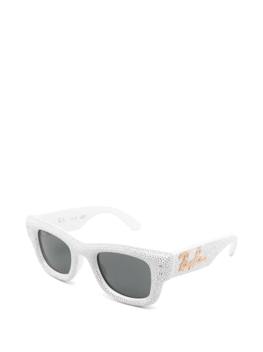 Ray-Ban x A$AP Rocky Wayfarer Puffer zonnebril verfraaid met kristallen Wit