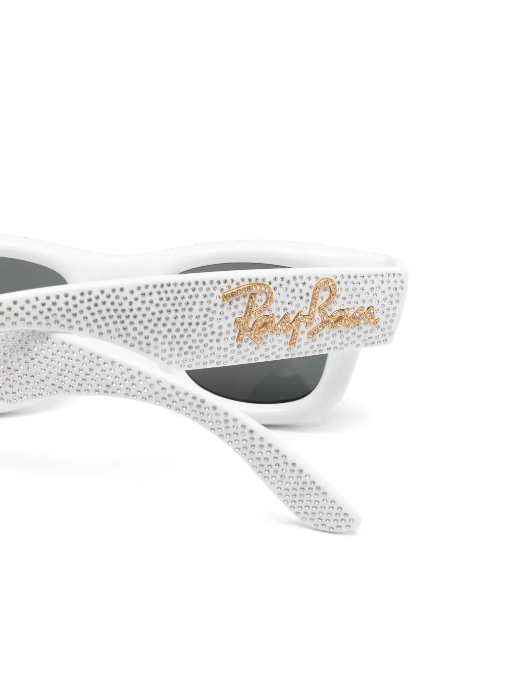 Ray-Ban x A$AP Rocky Wayfarer Puffer zonnebril verfraaid met kristallen Wit