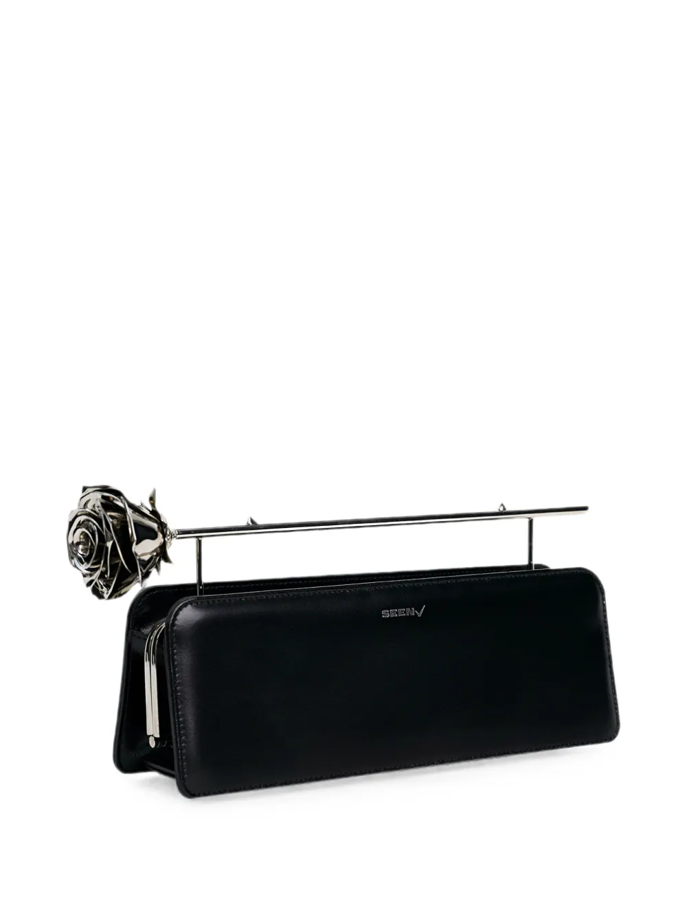 Seen Users Rose 11 clutch met bloemendetail Zwart