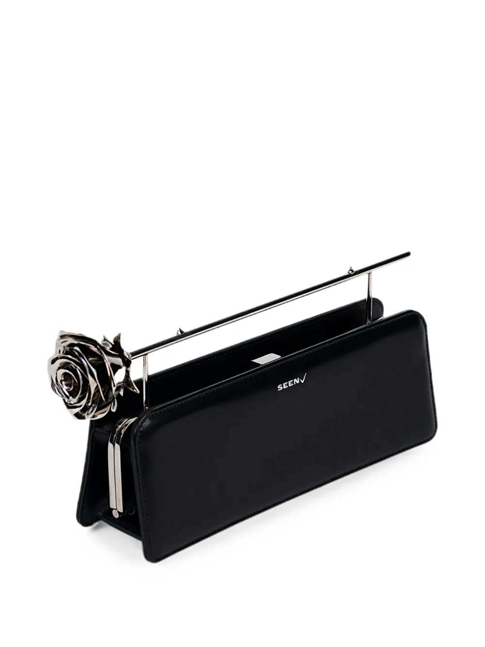 Seen Users Rose 11 clutch met bloemendetail Zwart