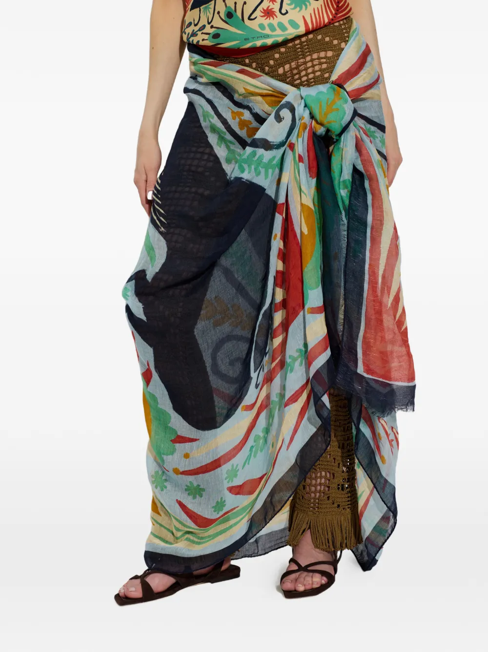 ETRO x Tabby Booth sjaal met franje Blauw