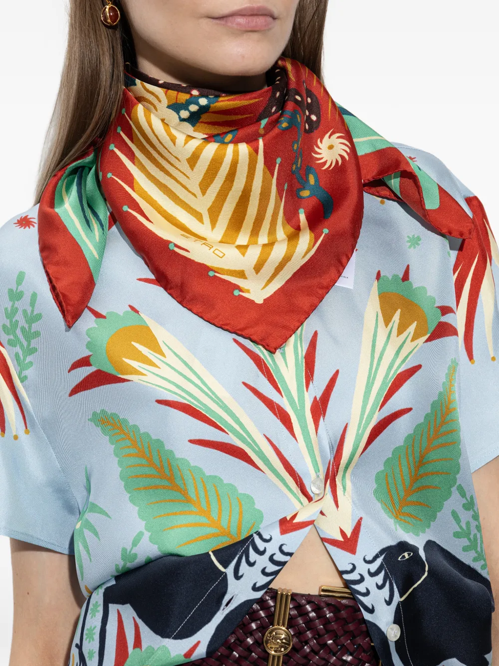 ETRO x Tabby Booth zijden sjaal met bloemenprint Rood