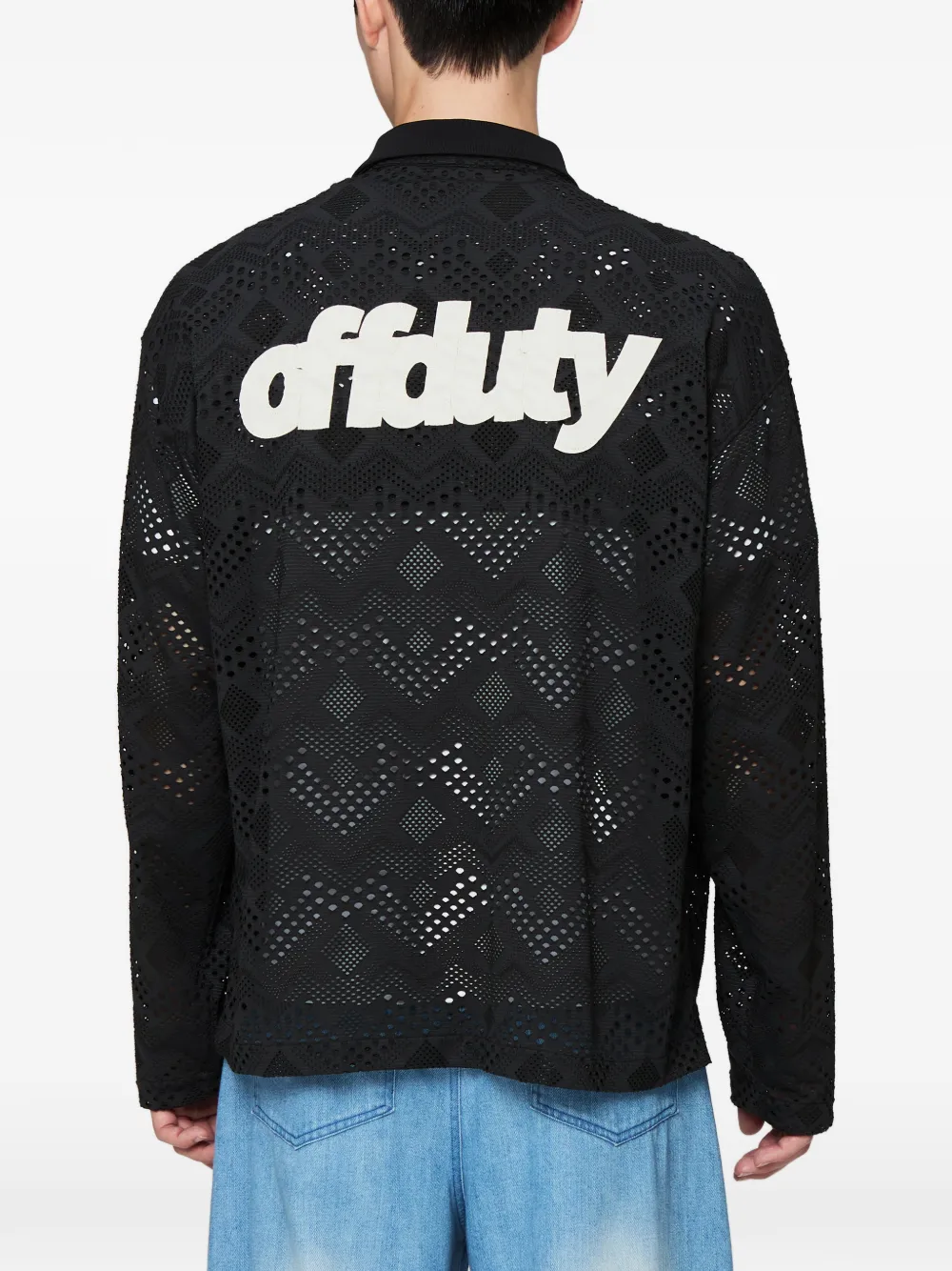 Off Duty Nauru geperforeerd overhemd met logopatch Zwart