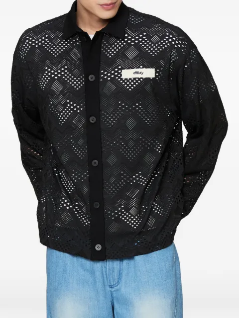Off Duty Nauru perforated logo-patch shirt