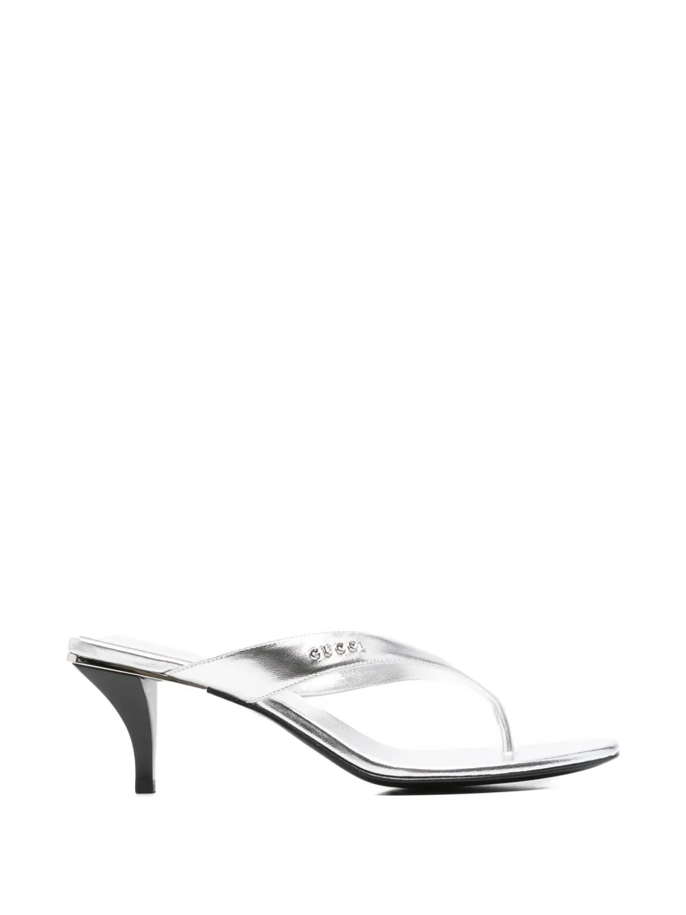 Gucci Sandalen met logoprint en teenbandje Zilver