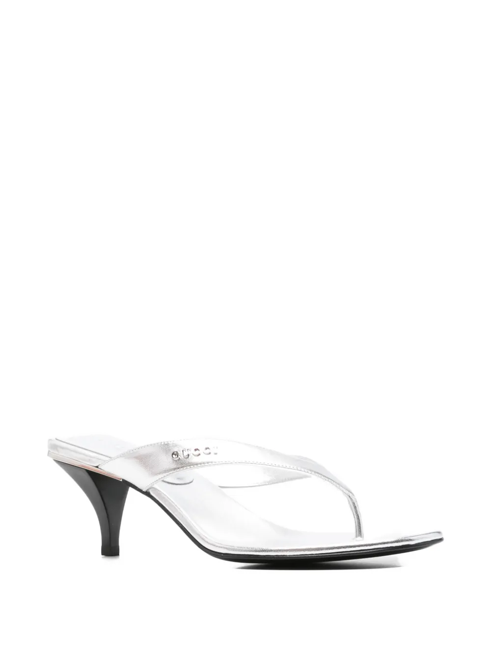 Gucci Sandalen met logoprint en teenbandje Zilver