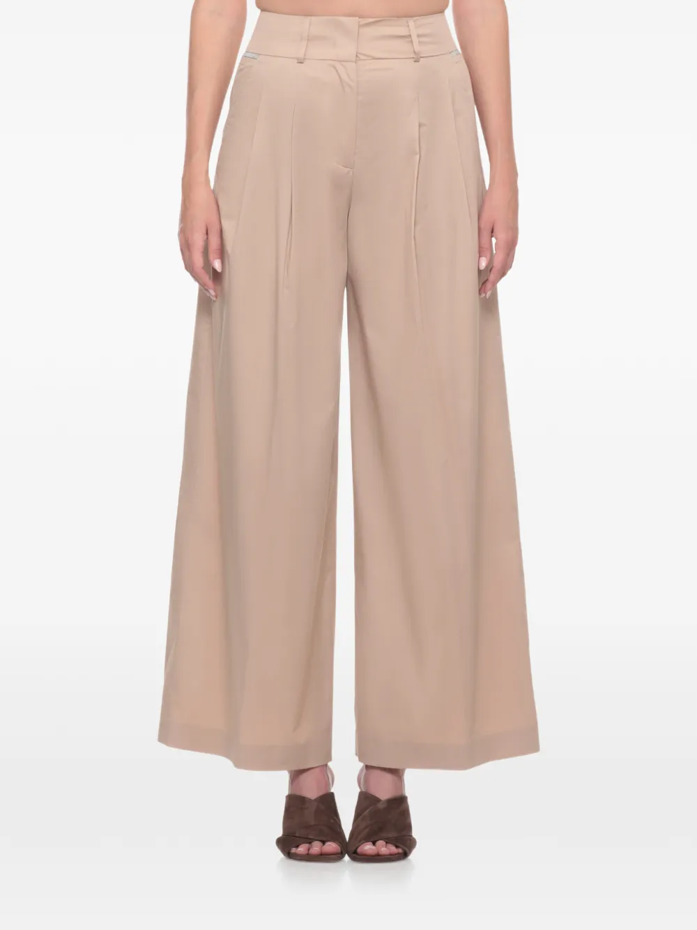 Peserico Plooibroek met wijde pijpen Beige