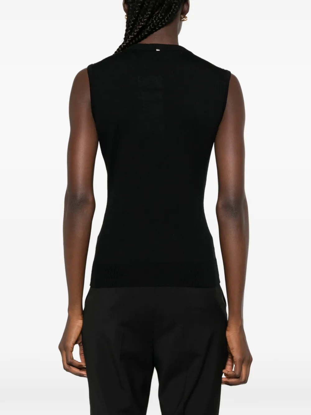 Sportmax Crine mouwloze top met kristallen franje Zwart