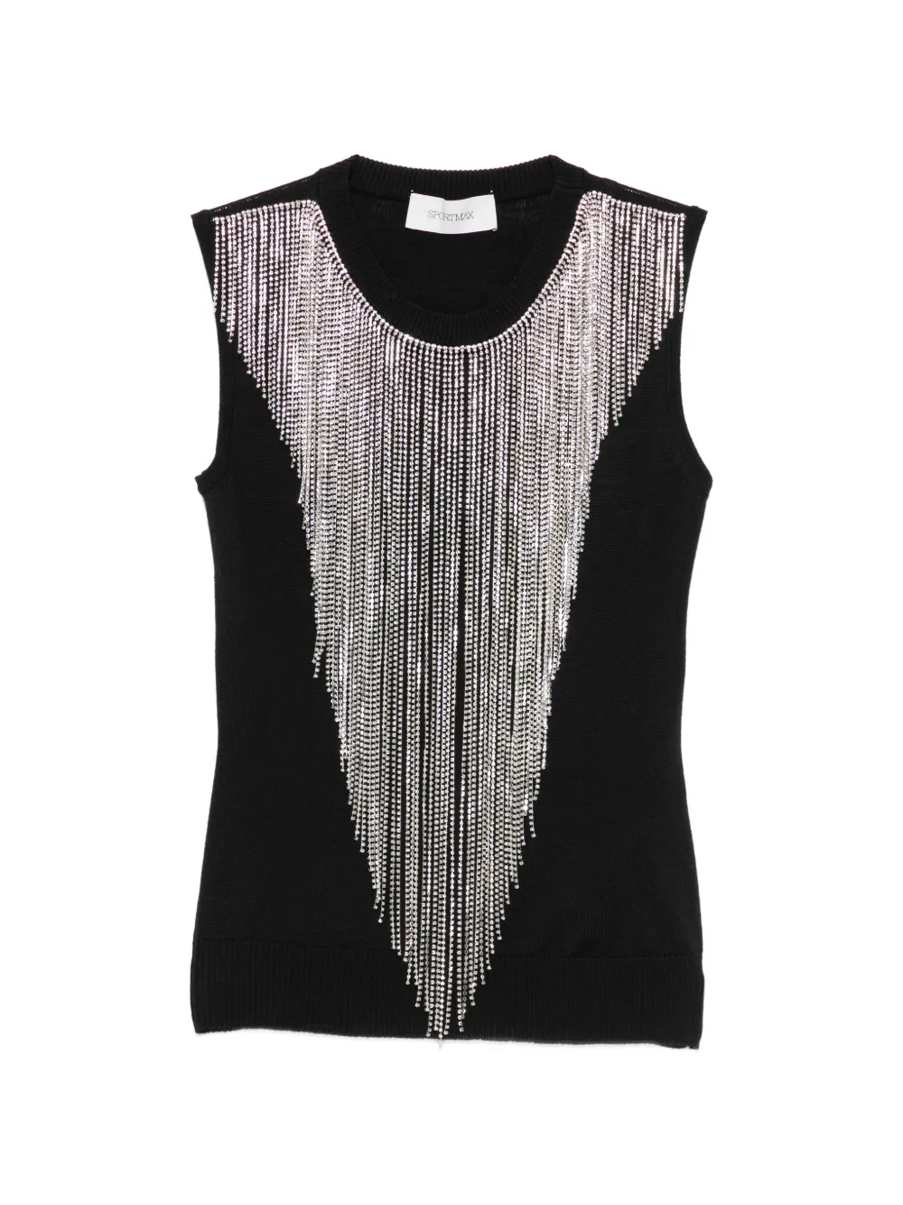 Sportmax Top smanicato Crine con cristalli - Nero