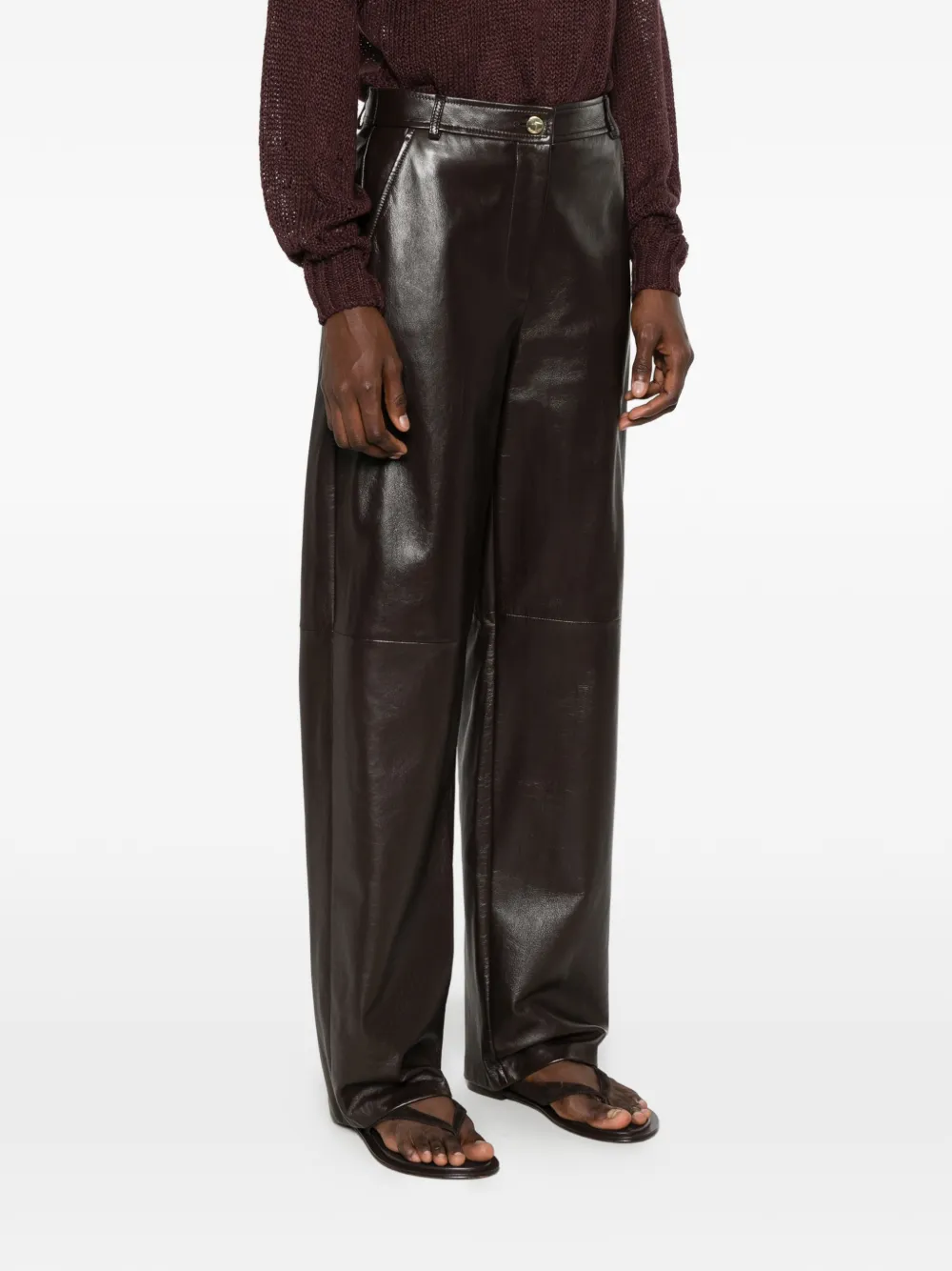 Max Mara Broek met wijde pijpen Bruin